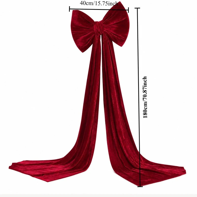 Thickened Oversized Wine Red Holiday Bow