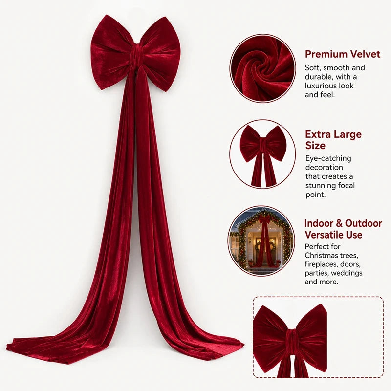 Thickened Oversized Wine Red Holiday Bow