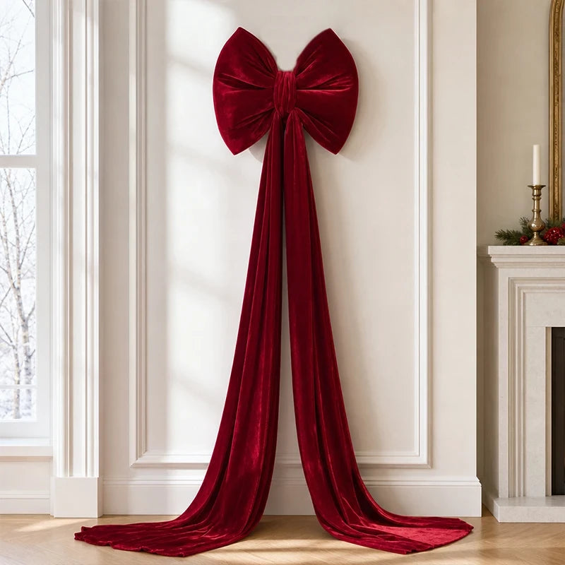 Thickened Oversized Wine Red Holiday Bow