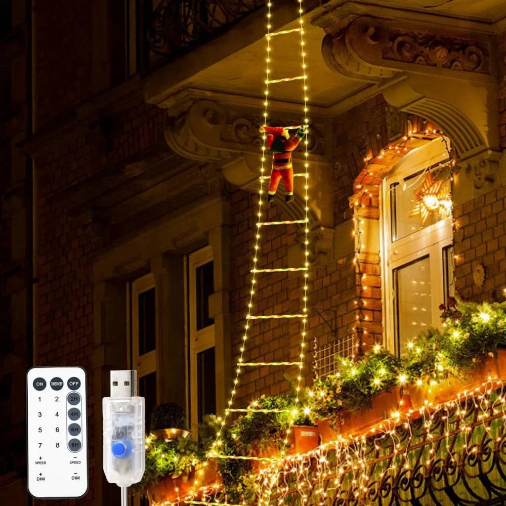 Santa Climbing Ladder LED Christmas Light