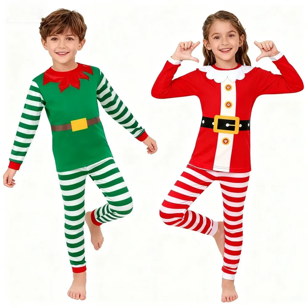 Kids Christmas Striped Pajama Set