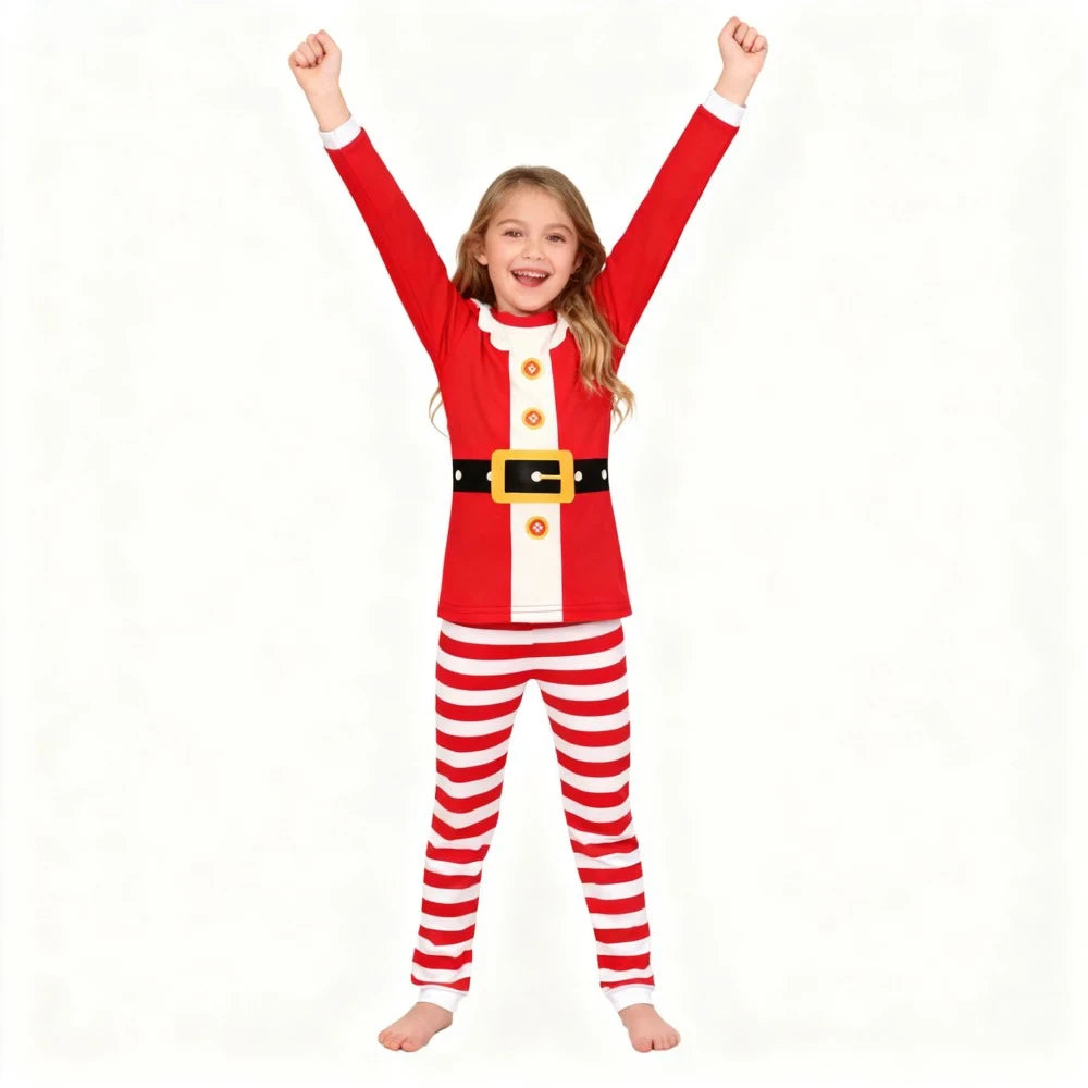 Kids Christmas Striped Pajama Set