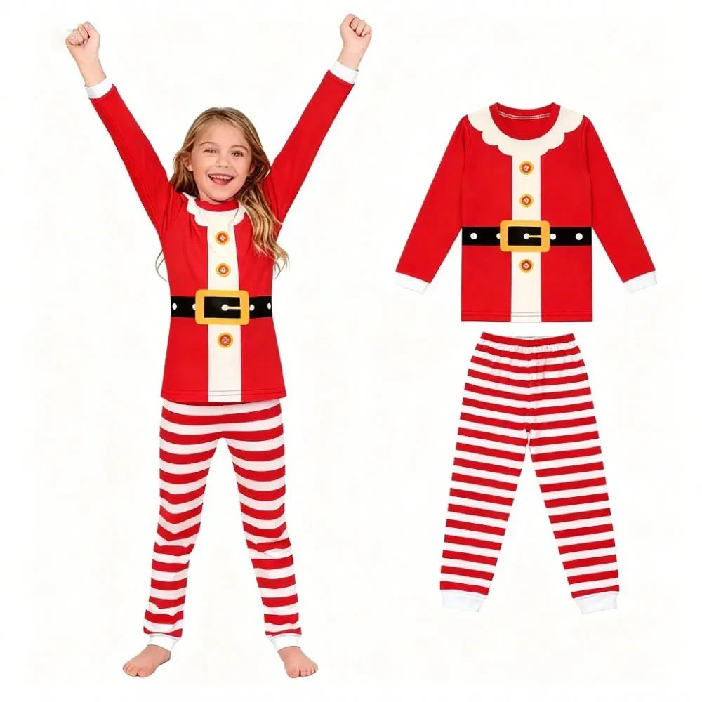 Kids Christmas Striped Pajama Set