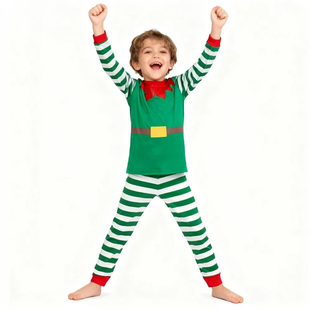 Kids Christmas Striped Pajama Set