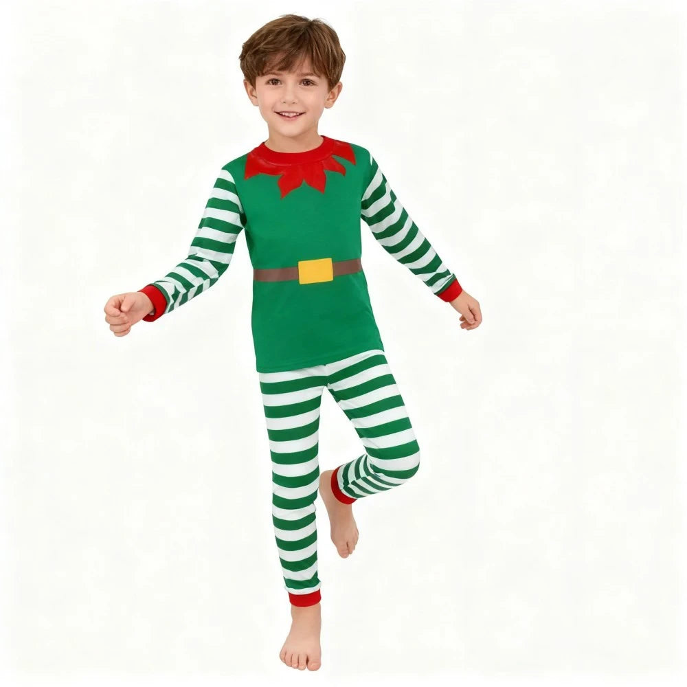 Kids Christmas Striped Pajama Set